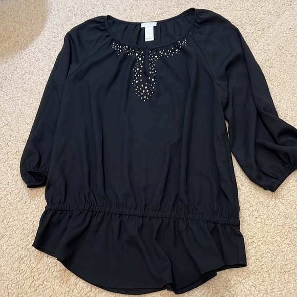 Chico's Tops - Chico’s embellished 3/4 sleeves pheasant top